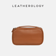 LEATHEROLOGY奧勒吉頭層牛皮洗漱包男旅行高級化妝包女手提收納包便攜必備禮物 棕黃色 中號