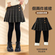moonkids女童打底褲裙褲外穿加絨保暖秋冬加厚褲裙假兩件兒童褲子棉褲女孩 黑色 2121加絨褲裙 110 cm