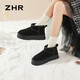 ZHR雪地靴女冬季新款加絨保暖棉鞋女鞋防滑防水厚底短靴女GZ08黑色38