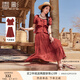 香影度假風(fēng)紅色套裝裙女2025夏季新款一整套搭配短袖半身裙兩件套 暗紅 XL