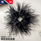 額倜鯊魚(yú)夾秋冬款羽毛抓夾高級感鴕鳥(niǎo)毛發(fā)夾后腦勺毛毛發(fā)抓超仙頭飾 黑色羽毛發(fā)圈