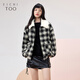 愛(ài)居兔經(jīng)典黑白格紋呢大衣女冬季新款學(xué)院風(fēng)夾克外套EWJAJ4P008A 黑色格紋08 155/80A/S