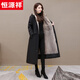 恒源祥派克服女貂內膽可拆卸2024冬新款皮毛一體尼克服長(cháng)款皮草外套大衣 大長(cháng)款黑色外殼灰色內膽 120厘米 L 90-130斤