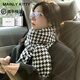 MAINLYKITTY千鳥格圍巾秋冬季女士披肩圍脖保暖圍巾2025新款生日禮物送女友 【千鳥格黑色】- 禮盒裝