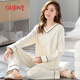 古今（GUJIN）100%棉女士睡衣春秋季純棉氣質(zhì)V領(lǐng)休閑可外穿家居服