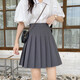 卡維澤 CAVIEZEL百褶裙女高腰半身裙子女學(xué)生jk制服學(xué)院風(fēng)防走光A字裙西裝短裙 灰色 M（建議95-105斤）