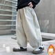 細仔碼頭兒童裝女童休閑褲秋冬新款中大童寬松懶人褲爵士街舞燈籠褲哈倫褲 米色加絨款 DDH2489 170