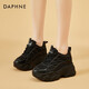 達芙妮老爹鞋女厚底內增高顯高顯瘦休閑運動(dòng)鞋潮酷炸街高跟女鞋4622404116 黑色 38 