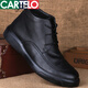卡帝樂(lè )鱷魚(yú)（CARTELO）棉皮鞋男冬季保暖加絨二棉鞋高幫男鞋牛皮中年男士休閑爸爸鞋真牛 黑色 U8909豬皮內里 41