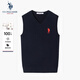 U.S. POLO ASSN.背心男秋季保暖針織V領(lǐng)無袖背心馬甲男純棉內(nèi)搭上衣