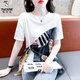 啄木鳥不規(guī)則短袖t恤女2025年新款夏季時尚氣質洋氣顯瘦收腰別致上衣女 白色 XL(110斤-125斤)