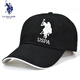 U.S.POLO ASSN.保羅帽子男女通用品牌polo棒球帽春夏戶外韓版運(yùn)動休閑防曬遮陽帽 黑色白標(biāo)（純棉四季款） 可調(diào)節(jié)(54-60cm)
