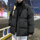 策息棉服男情侶棉服女棉衣冬季羽面包絨服潮流加厚外套男士棉襖棉衣 2208黑色 XL -建議120-150斤左右