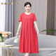 夏典素訂女王（SE.PSTP）棉綢連衣裙女?huà)寢屟b夏季新款過(guò)膝長(cháng)裙寬松純色裙子可外穿連衣裙 西瓜紅 2XL 【建議100-120斤】