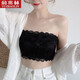 俞兆林抹胸內(nèi)衣女防走光性感打底衫內(nèi)搭裹胸蕾絲透氣薄款一片式無肩帶 蕾絲花邊MOX（黑色單件）