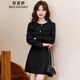 佰藍嬌小香風(fēng)連衣裙兩件套裝女2025春秋季新款輕奢高級感小個(gè)子包臀短裙 黑色 M