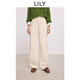 LILY2025冬新款女裝含醋酸羊毛寬松顯瘦休閑通勤針織闊腿褲彎刀褲 604米白 S