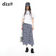 DZZIT【爆款補單】碎花裙地素半身裙夏季雪紡面料夏日裙子女 深藍色(半身裙) M