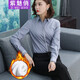 紫魅俏襯衫女長袖韓版長袖職業(yè)裝莫代爾棉襯衣修身打底加絨正裝工作服 灰色(加絨) L (建議105-115斤)