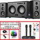 先科Q2家庭影院K歌臺(tái)式電腦音響家用KTV大功率超重低音炮多媒體木質(zhì)筆記本投影儀手機(jī)高音質(zhì)藍(lán)牙音箱 Q2】+充電無(wú)線話筒+送魔球燈