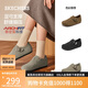 斯凱奇（Skechers）單鞋勃肯鞋女士2025新款秋季牛皮一腳蹬休閑鞋厚底豆豆鞋159018