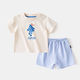 嘟嘟家兒童套裝夏裝女童休閑短袖短褲男童夏季透氣半袖褲子寶寶可愛(ài) 葡萄T配藍格子 90