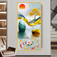豪咖（HAOKA）玄關(guān)裝飾畫(huà)入戶(hù)壁畫(huà)五福臨門(mén)九魚(yú)圖自粘貼畫(huà)走廊過(guò)道墻紙壁畫(huà)葫蘆 XG九魚(yú)聚財(cái) 寬60高120cm印刷邊框