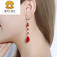 炎氏925銀勾琉璃紅瑪瑙耳環(huán)紅色耳墜民族風(fēng)原創(chuàng  )設計復古文藝宮廷長(cháng)款