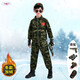 赤尹男童加絨迷彩服套裝冬裝帥氣小孩軍訓衣服5加厚7保暖3-6-12-15歲 （加絨兩件套+手Q手套帽子望鏡） 130 (建議身高1.2米左右）