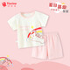 纖絲鳥(niǎo)兒童睡衣女童短袖家居服夏季中小童寶寶休閑舒適套裝 彩虹獨(dú)角獸
