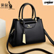 袋鼠真皮包包女包2025七夕洋氣中年媽媽包時(shí)尚單肩斜挎包 黑色