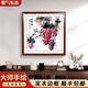 畫(huà)中畫(huà)紫氣東來(lái)餐廳裝飾畫(huà)純手繪飯廳餐桌背景墻掛畫(huà)新中式玄關(guān)斗方壁畫(huà) 【主推01】秋實(shí)圖（葡萄）-D1 實(shí)木外框-62*62