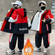 童嘜屋童裝男童套裝中大童春秋冬加絨加厚夾棉連帽外套男孩防風(fēng)派克服潮 紅色 加厚 150 碼（建議身高140cm左右）
