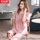 芊之雅（QIANZHIYA）新款睡衣女夏款莫代爾棉短袖7分褲套裝中年大碼紅色本命年居家服  QZC-539#豆沙 XL 參考體重120-140斤