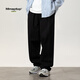 MMOPTOP日系復古工裝褲子男士春夏季純棉寬松闊腿休閑褲8318 黑色 2XL