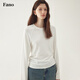 fano studios【現(xiàn)貨】范洛Fano 毛邊寬松圓領(lǐng)T恤女2025秋季仿羊絨插肩袖上衣短 白色 M （第二批）