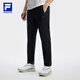 FILA 斐樂(lè )官方男士針織長(cháng)褲秋季基礎簡(jiǎn)約健身運動(dòng)直筒褲 深黑-BK L