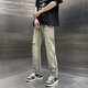 帛米圖（BOMITU）美式復古hiphop褲子高街潮牌ins褲腳拉鏈開(kāi)叉牛仔褲男大破洞長(cháng)褲 黃色 XL
