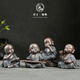 陶云尚黑金砂紫砂小和尚茶寵擺件精品手工可養(yǎng)茶盤(pán)茶玩茶道配件茶桌擺件 黑金砂 琴書(shū)茶茗四個(gè)一套