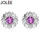JOLEE耳釘女天然紫水晶S925銀時(shí)尚簡(jiǎn)約花朵輕奢飾品送女生禮物一物一證