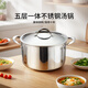 鉑帝斯（BODEUX）家用湯鍋304不銹鋼高湯鍋26CM整體三層鋼電磁爐煤氣灶通用 騎士高湯鍋 26cm 7.6L