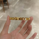 御漪金店同款沙金貓眼金手鐲K實(shí)心時(shí)尚百搭拉絲手環(huán)手飾女神節(jié)禮物 貓眼實(shí)心手鐲  (下單備注圈口）