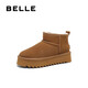 百麗厚底雪地靴女商場(chǎng)同款保暖短靴D1C1DDM4 棕色 35