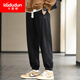 卡度頓特大碼280斤休閑褲男胖子寬松加肥加大胖子春秋款束腳運動(dòng)褲子 黑色常規 7XL 建議240-260斤左右