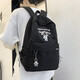 雙星書包男初中高中韓版學(xué)院風(fēng)雙肩包潮牌背包耐磨防潑水尼龍布休閑包 黑色【帶太空人掛件】