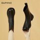 達(dá)芙妮（DAPHNE）短靴女秋冬棉靴新款女靴冬季加絨保暖冬款靴子馬丁靴秋季單靴 黑色 單層 跟高3.5cm 38 (240mm)
