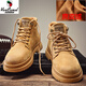 西域駱駝馬丁靴男增高復古英倫高幫工裝鞋子男士高端中幫翻毛男鞋秋冬 黃色冬季加絨 42