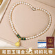 周大金 CHOW TAI KING淡水珍珠項鏈媽媽款金鑲玉佛吊墜生日禮物送媽媽婆婆走心實用紀念