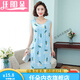 任朵棉綢睡裙女夏寬松中長(cháng)款無(wú)袖連衣裙人造棉家居服睡衣中年媽媽女裝 無(wú)袖淺藍樹(shù)葉 2XL 建議90-130斤