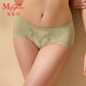 曼妮芬中腰低角褲女士性感蕾絲內褲女生短褲舒適內襠底褲 070 綠色 XL (170)